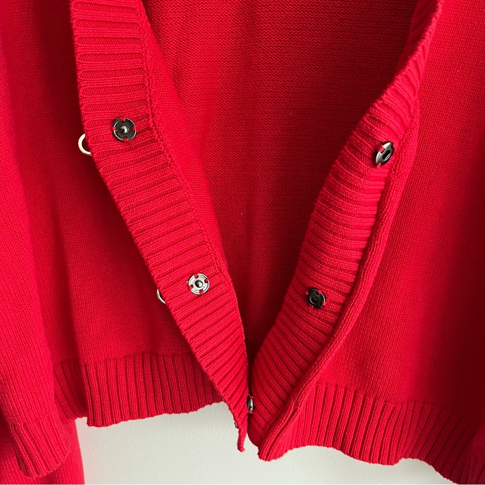 Pink Lily Red V-Neck Cardigan with Rhinestone Bow Accents Extra Large - Picture 7 of 11